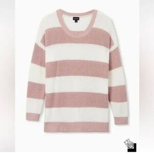 Torrid Pink and White Striped Sweater.